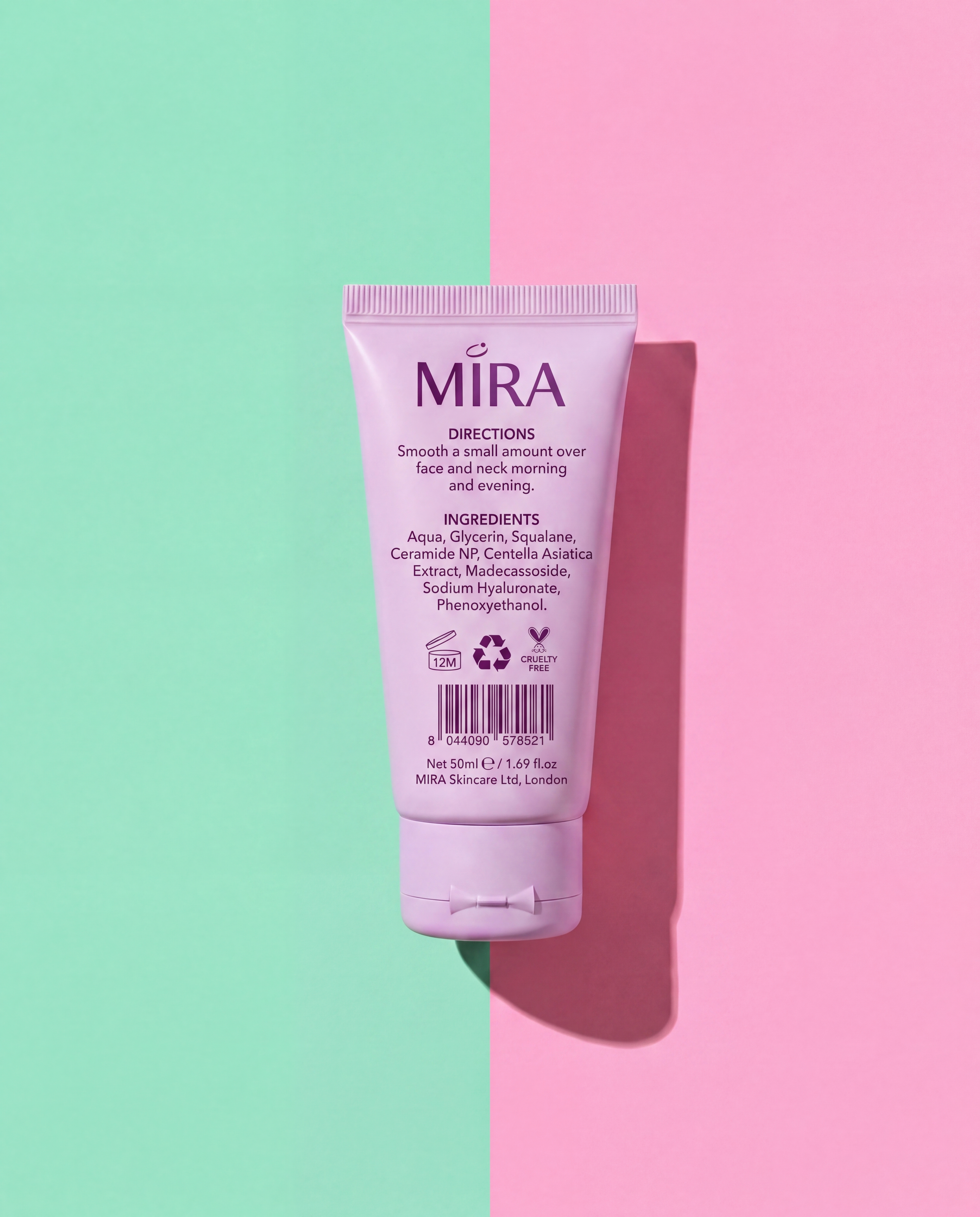 Mira Skin water-gel moisturizer, back view